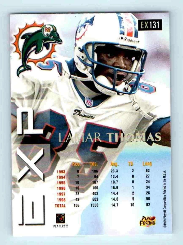 1999 Playoff Prestige Lamar Thomas Miami Dolphins #EX131 - Image 2 of 2
