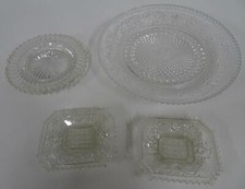 Mixed Lot 4 Clear Pressed and Glass Round Rectangle Plates 4" to 9 1/2"