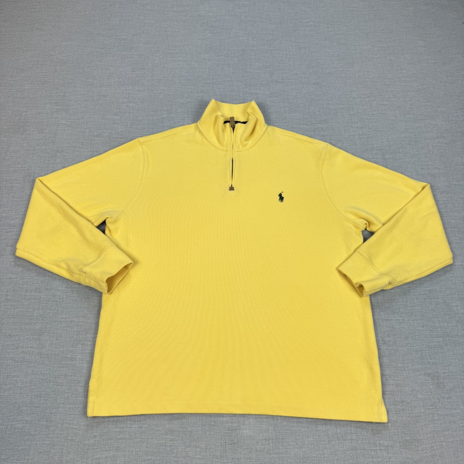 Polo Ralph Lauren maglione uomo grande giallo pony cotone felpa alta 1 4 zip