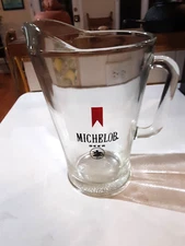 Vintage Heavy MICHELOB BEER Clear Glass Pitcher, 56 Oz., 9" x 5 3/4"