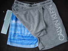 Calvin Klein Boy's Lounge Pajama Shorts 2 Pair Blue Gray Size S 5-6 NEW