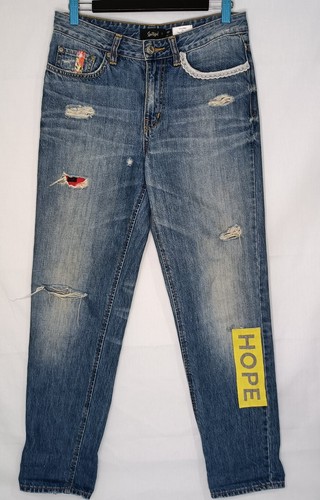 Sportsgirl Jeans Size 7 L29 Blue Straight Decorated Trim