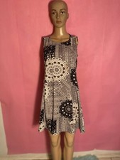 Zara Basic Women's Gray Round Neck Sleeveless Geometric Flare Short Dress Size M