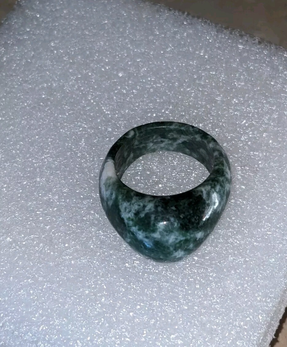 Solid Jade , Jadite Ring Green Size 10 - image 8
