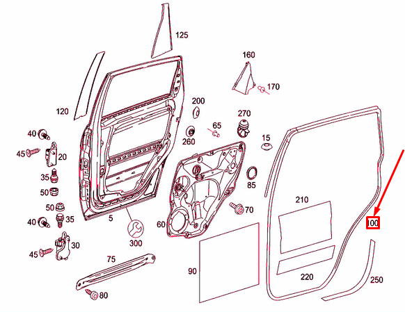 NMERCEDES-BENZ B W245 Rear Left Door Seal A1697371330