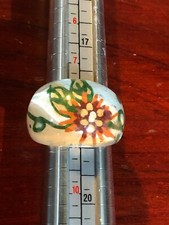 Hand-Painted Resin Ring With Floral Design Transparent Base Size 8 1/2