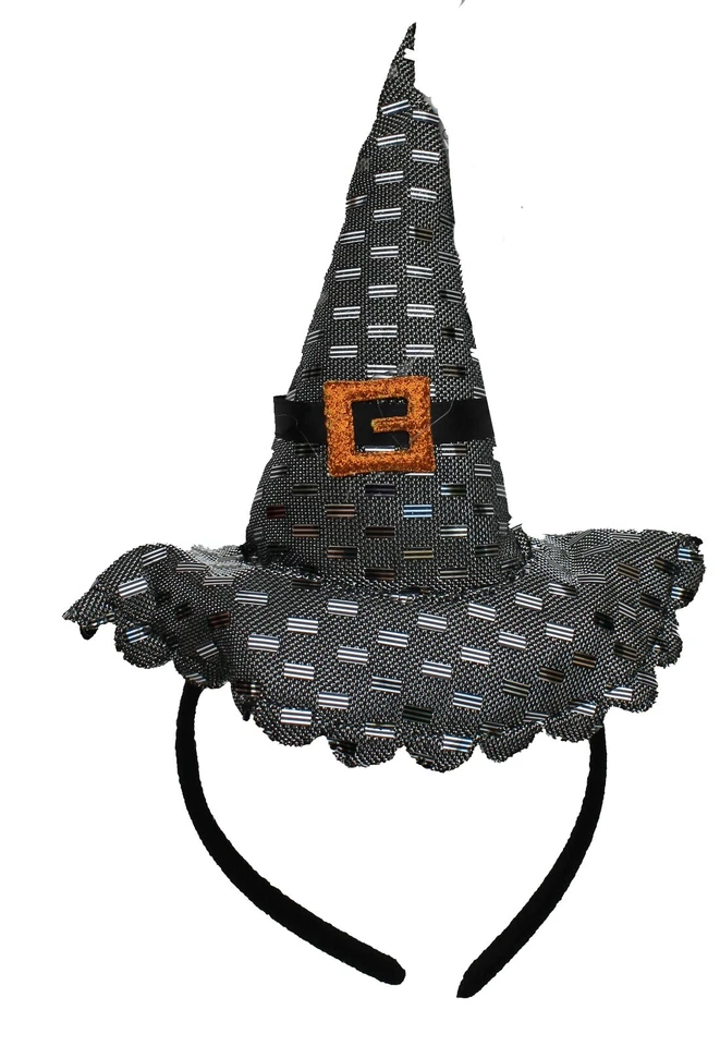 Mini diadema sombrero de bruja de 7", cosplay tela adornada brillante, 4 colores disponibles Foto 3 de 4