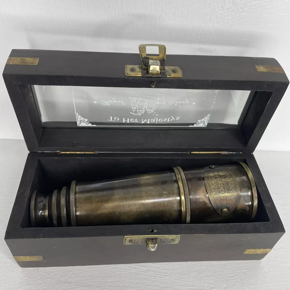 Vintage Telescope To Her Majesty Royal Navy A. Maspoli London - 1915/Wooden Box