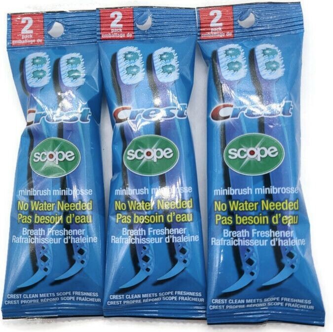 Breath Freshner Toothbrushes No Water 3pk 6 Pcs New