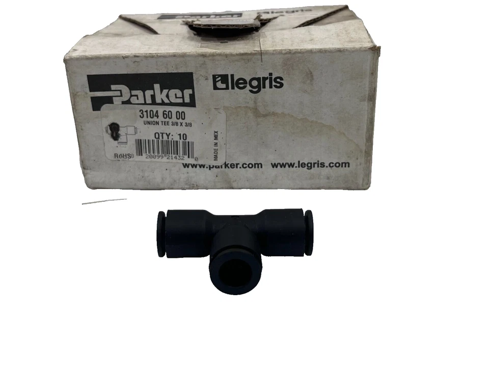 Box of 10 Parker Legris LF3000  3104 60 00 90° Union Tee  3/8" x 3/8" x 3/8" - Image 3 of 3