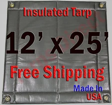 12' x 25' Insulated Poly Tarp 1/2" Foam Core Concrete  Padding Wall Cushion Kiln