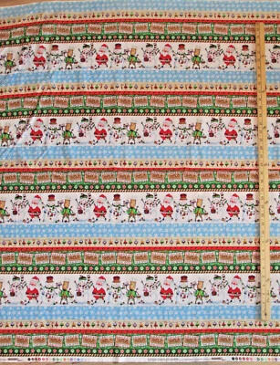STUDIO E Santa's Chocolate Shoppe Stripe Candy Christmas Fabric 1/2 Yard #E60-1275