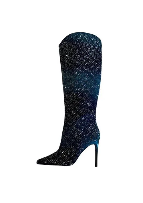 Guess Bralyn Rhinestone Knee High Boots Blue Size 6.5 M NWOB eBay