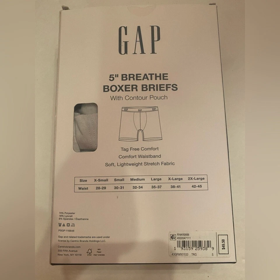 Мужские трусы-боксеры GAP упаковка 3 шт. контурный мешочек 5 дюймов дыхание сундуки размер маленький 30-31 - Изображение 3 из 4