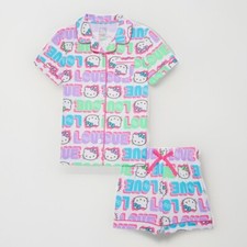 Hello Kitty Baby Girl  s Pink Love 2 Piece Pajama Shirt Short Set XS 4/5 NWT