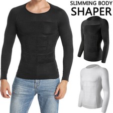 Men Hide Gynecomastia Boobs Compression Body Shaper Undershirts Control Tummy US
