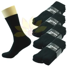 New 12 Pairs CREW Mens Solid Sports Socks Cotton 9-11 10-13 Black LOT USA LONG