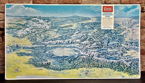 Vintage Large 48" Coors Light Beer Colorado Recreation Guide Advertisement Sign