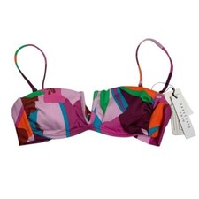 Sanctuary Women's Tropic Mood Printed V-Wire Bandeau Bikini Top XS New