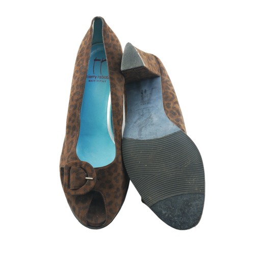 THIERRY RABOTIN Peeptoe Pumps Sz. 9.5 Leopard Print Suede Heels Shoes ITALY - Picture 7 of 7