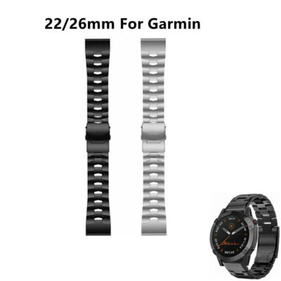 22/26mm Titanium Steel Smart Watch Wristband Strap For Garmin Fenix 6 6X 5 5X 3