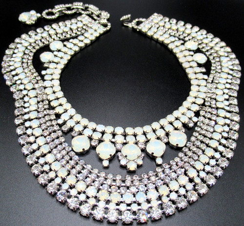 ROBERT SORRELL ORIGINALS Huge Sparkling Ice Opalescence Rhinestone Bib Necklace