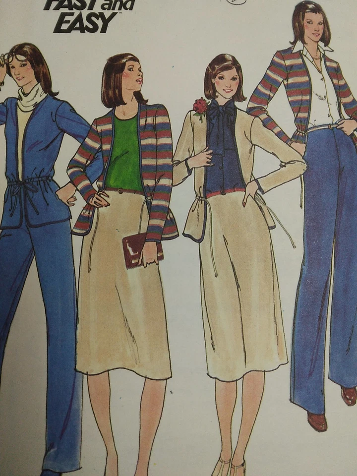 Jacket Skirt Pants 12 Butterick 5700 Sewing Pattern VTG 70s Stretch Knits Easy - Image 2 of 4