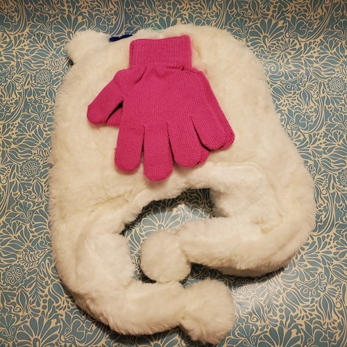 SO Llama Critter Hat and Glove Set, Girls 4-16, Faux Fur - Picture 2 of 3