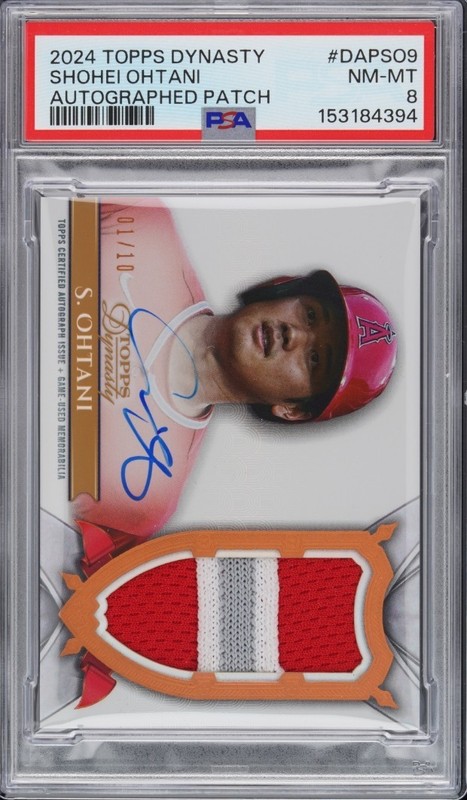 2024 Topps Dynasty Shohei Ohtani Game Used Patch Auto /10 3 Color Patch! PSA 8