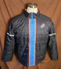 Dominos Pizza Gear Full-Zip Insulated Puffer Jacket, Men's Size L, Black, EUC