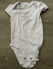 Carter's Light Purple Cotton Short Sleeve Snap One-Piece Bodysuit 6m Sun Clouds