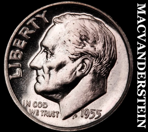 1955 Silver Roosevelt Dime - Choice Gem Proof  Lustrous  No Reserve  #G9417