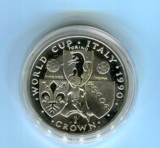 Isle of Man 1 Crown Fu&szlig;ball WM Italien 1990 Silber PP (M11805)