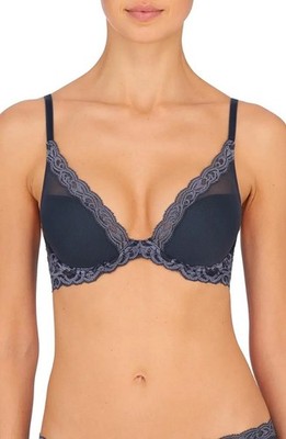 Natori Feathers Plunge Underwire T-Shirt  Bra in Ash Navy Size 32DDD