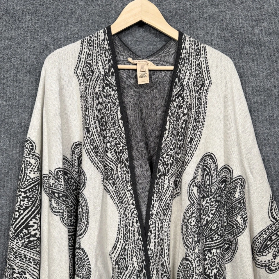 柔软环绕开衫均码波西米亚灰色棉质垂褶 Lagenlook 开襟 — 第 3/4 张图片