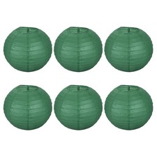 6 Pack 8 Inch Paper Lanterns Round Folding Hanging Lamp Shade Dark Green