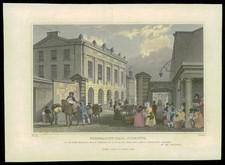 1833 - DEVON Antique Print FREEMASONS HALL PLYMOUTH Hand Coloured (DVP51)