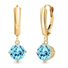 14K Yellow Gold Blue Apatite Dangle Earrings for Women | 1.64 Cttw | Gemstone