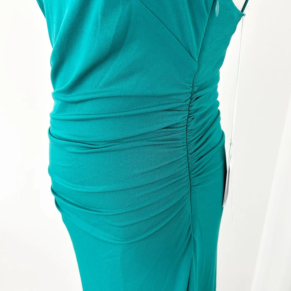 Guess Desy 3D Flower Long Dress Size S Teal Halter Neck Sleeveless Low Back New - image 3 of 4