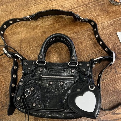 Balenciaga Black Shoulder Bag with Heart Mirror 460989 | eBay