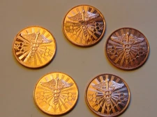 Lot of 5 Copper CANNABIS Bullion Coin Round 420 Blunt Weed Medical Marijuana Pot