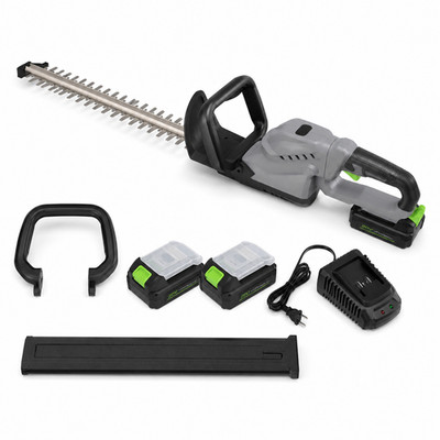 22'' Cordless Hedge Trimmer 20V Battery Powered Dual Action Blade w/ 2 Batteries