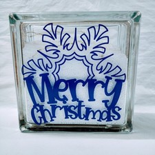 Merry Christmas Lighted Glass Block 7.5" X 7.5"