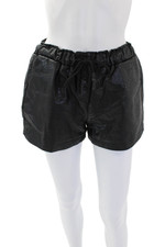 Raga Women's Drawstring Waist Lined Faux Leather Shorts Black Size M