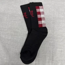 NCAA Alabama Crimson Tide Checkered Socks One Size - NEW Black Football Adult