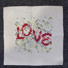 Vintage LOVE counted Cross Stitch Picture