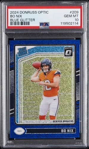 2024 PANINI DONRUSS OPTIC BLUE GLITTER #209 BO NIX ROOKIE RC PSA 10
