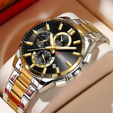 CURREN Men Steel Watches Luxury Gold Wristwatch Male Business Calendar Watches