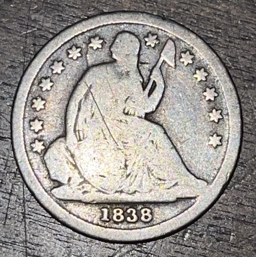 1838 Seated Liberty Dime VG Details Scratched