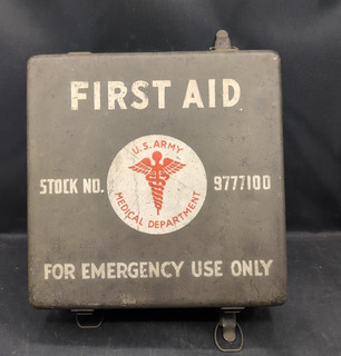 WWII/2 US Army military vehicle first aid kit with full contents